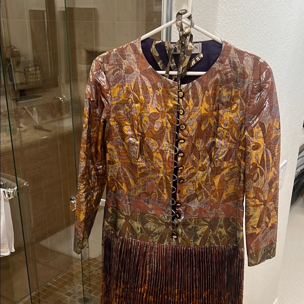Vintage Lanvin Elegant Multicolor Patterned Dress